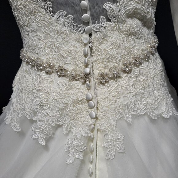 NWOT~$1650~ELLA ROSA~SZ 4~IVORY LACE EMBROIDERED FIT & FLARE WEDDING DRESS - Picture 14 of 16